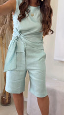 Conjunto Naomi 100% Linho - Verde Tiffany
