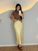 Conjunto Saia cetim póa + Blusa