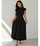 Vestido Casual Feminino Manga Curta Midi Moda Verão