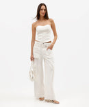 Conjunto em Sarja Wide Leg e Corset
