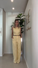 Conjunto Calça Regata Linho Natural