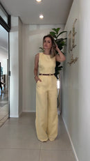 Conjunto Calça Regata Linho Natural