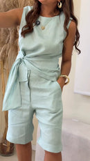 Conjunto Naomi 100% Linho - Verde Tiffany