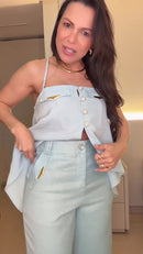 Conjunto calça 100% Linho com blusa Mullet