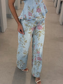 Conjunto Peplum em Jeans Wide Leg com Estampa Floral - Renner