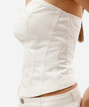 Conjunto em Sarja Wide Leg e Corset