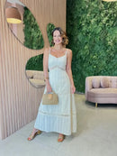 Vestido Em Algodão Com Alça Em Pedraria