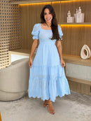 Vestido Linho Com barra bordada