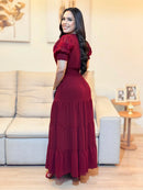 Vestido Longo Cherry Delicada Marsala