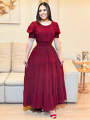 Vestido Longo Cherry Delicada Marsala