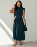 Vestido Casual Feminino Manga Curta Midi Moda Verão