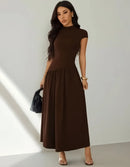 Vestido Casual Feminino Manga Curta Midi Moda Verão
