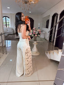 Conjunto Corselet + Calça Pantalona - Detalhe em Renda Guipir