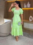 Vestido Linho Com barra bordada